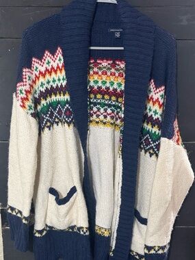 American eagle  Navy & Cream Fair Isle Shawl Cardigan
